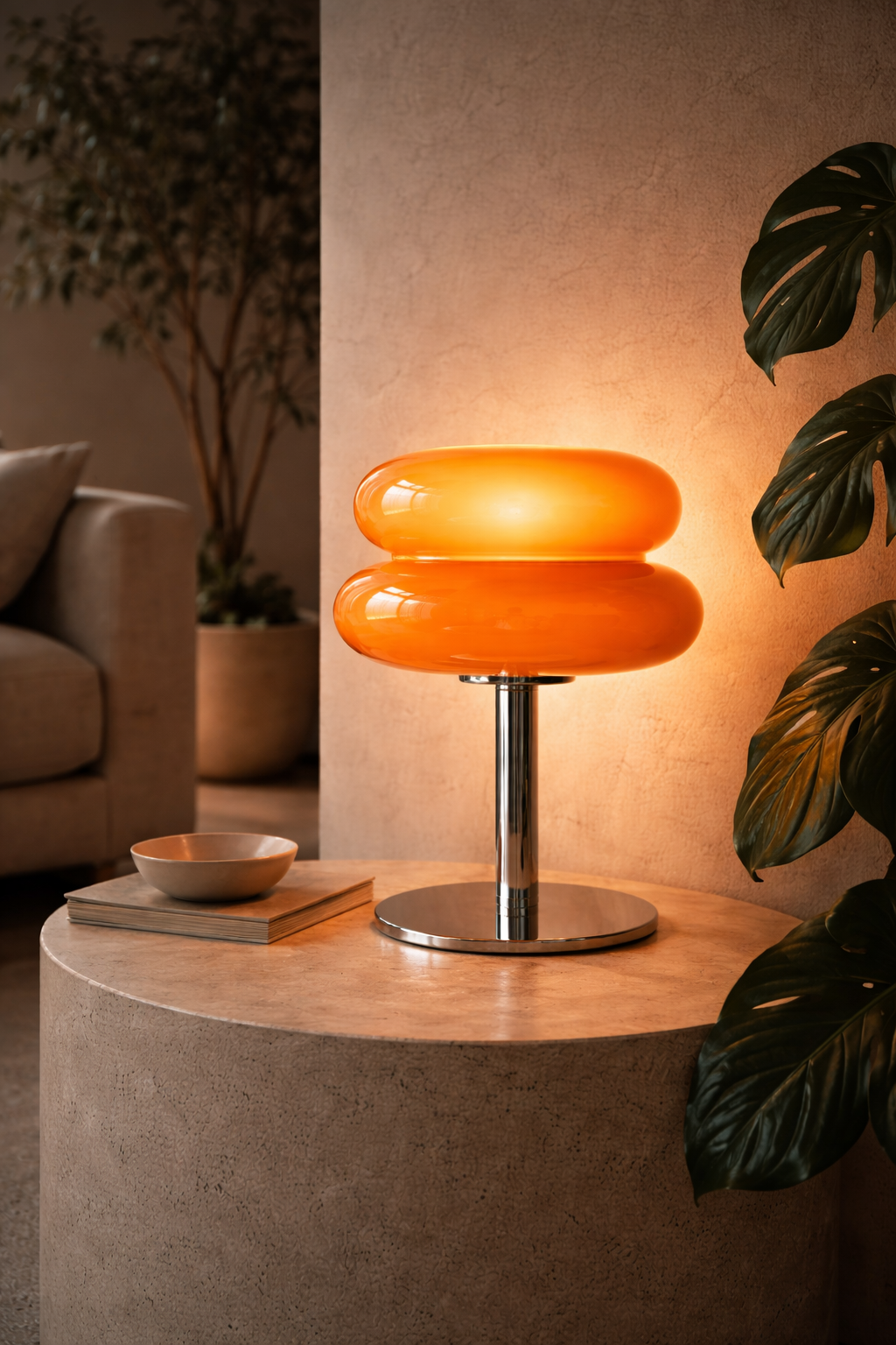 Orange Sculptural Table Lamp