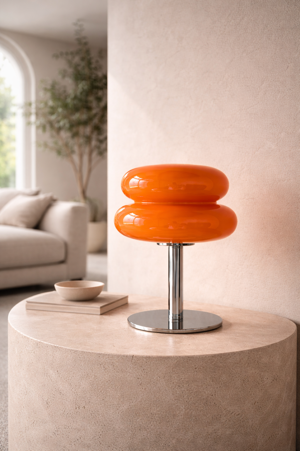 Orange Sculptural Table Lamp