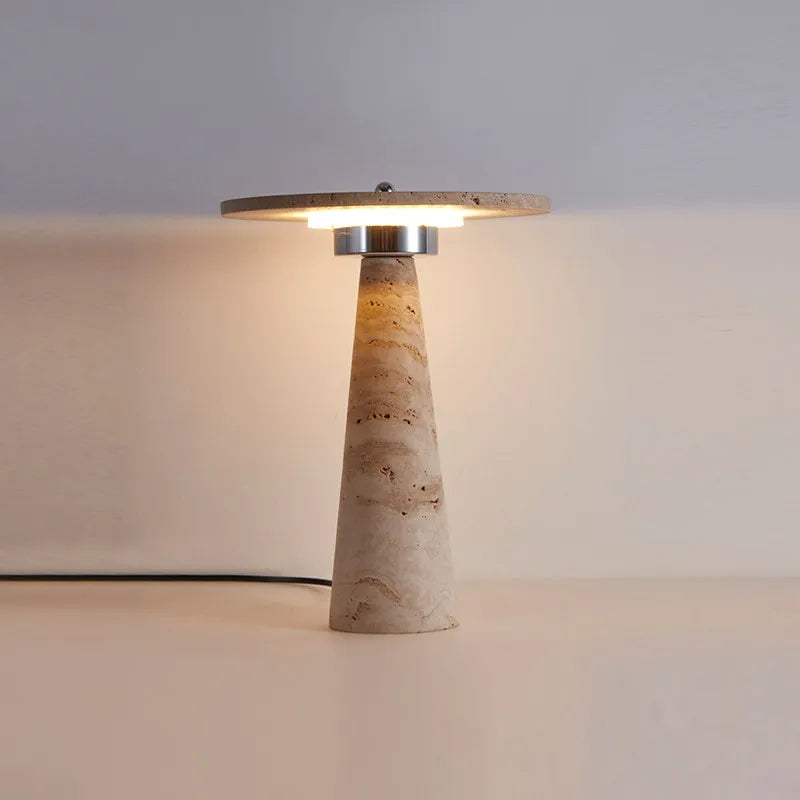 Mushroom Shaped Travertine Table Lamp