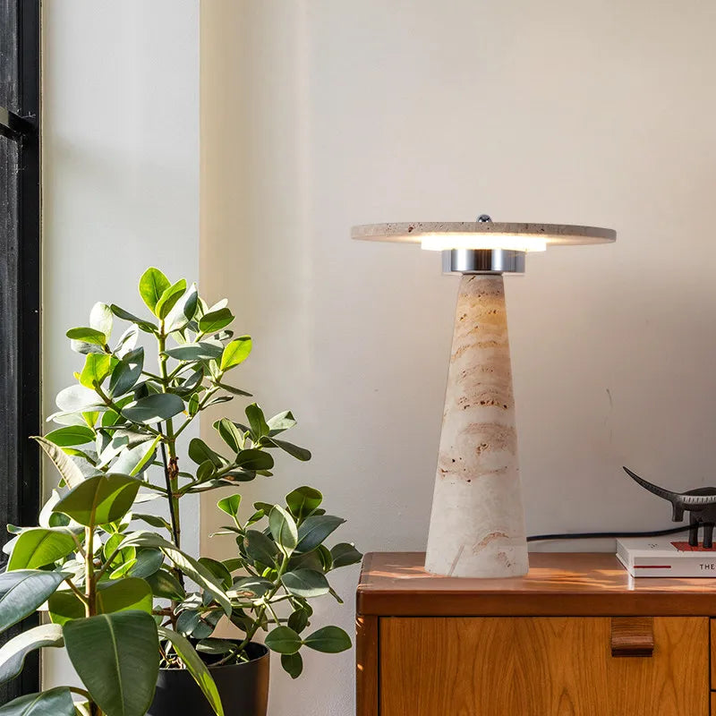Mushroom Shaped Travertine Table Lamp