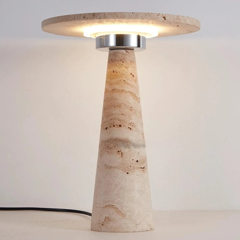 Mushroom Shaped Travertine Table Lamp