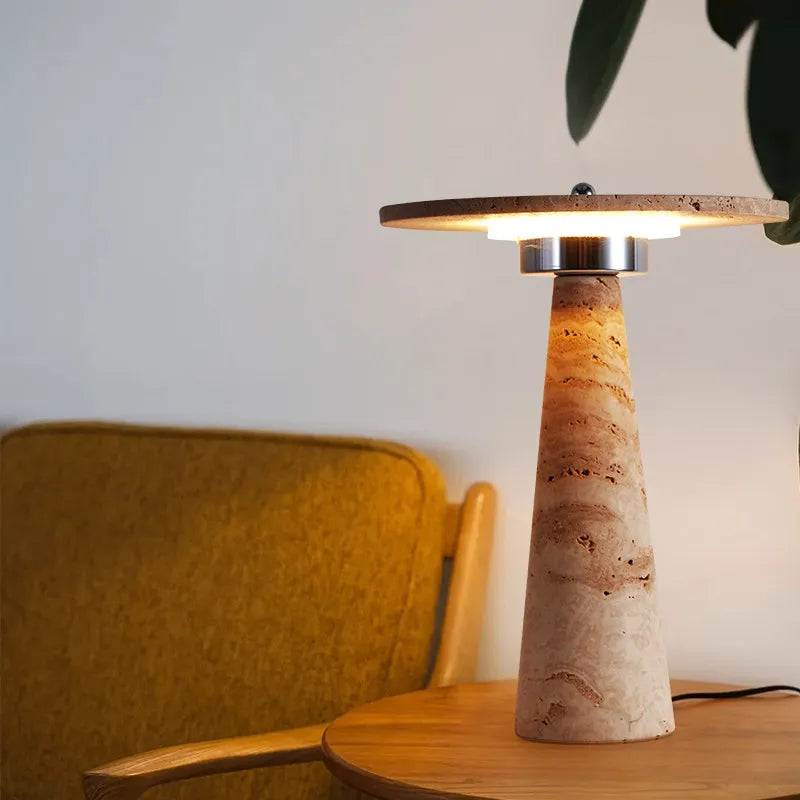 Mushroom Shaped Travertine Table Lamp